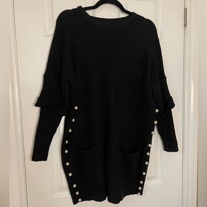 Short wool black dress